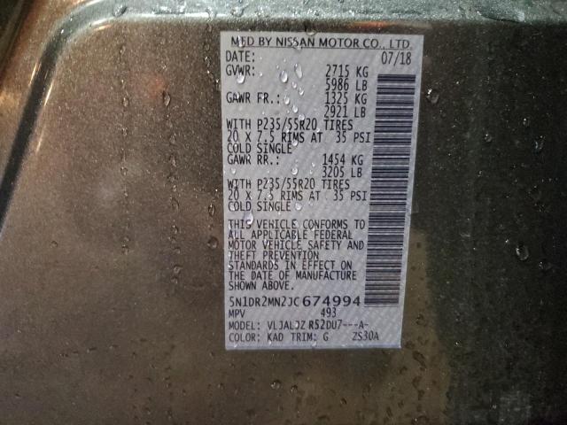 5N1DR2MN2JC674994 Nissan Pathfinder S