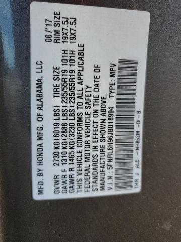 5FNRL6H96JB018994 Honda Odyssey Elite