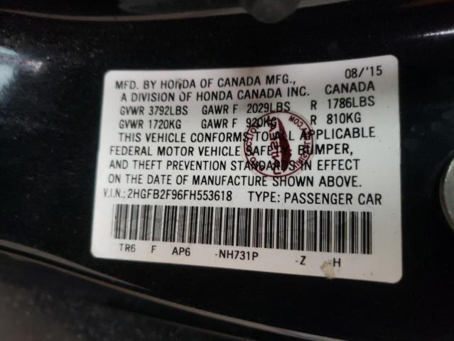 2HGFB2F96FH553618 Honda CIVIC EXL