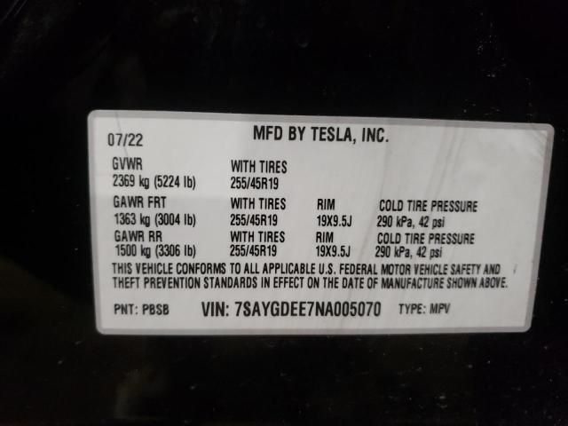 7SAYGDEE7NA005070 Tesla Model Y