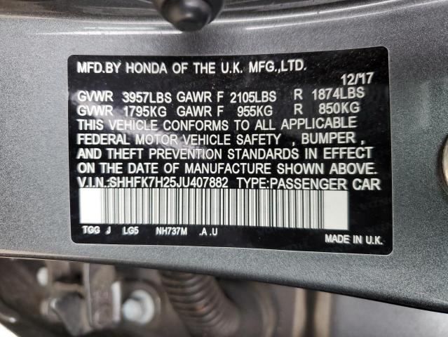 SHHFK7H25JU407882 Honda Civic Lx