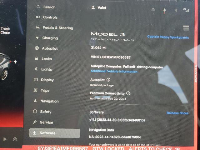 5YJ3E1EA1MF096587 Tesla MODEL 3