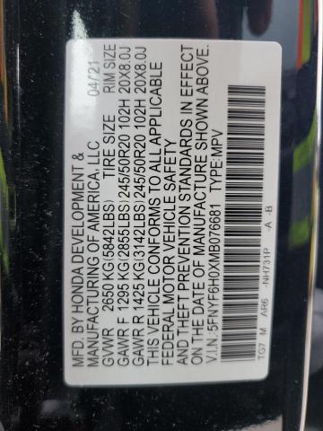 5FNYF6H0XMB076681 Honda Pilot Elite