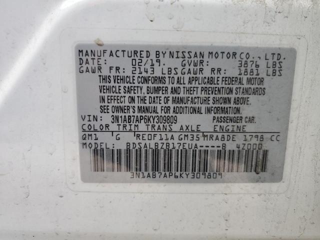 3N1AB7AP6KY309809 Nissan SENTRA S