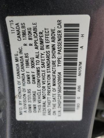 Honda Civic Lx 2016 2HGFC2F56GH509954 Image 12
