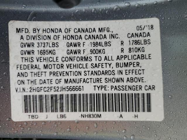 2HGFC2F52JH566661 Honda Civic Lx