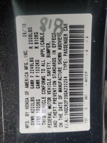 1HGCR2F39GA230254 Honda ACCORD LX