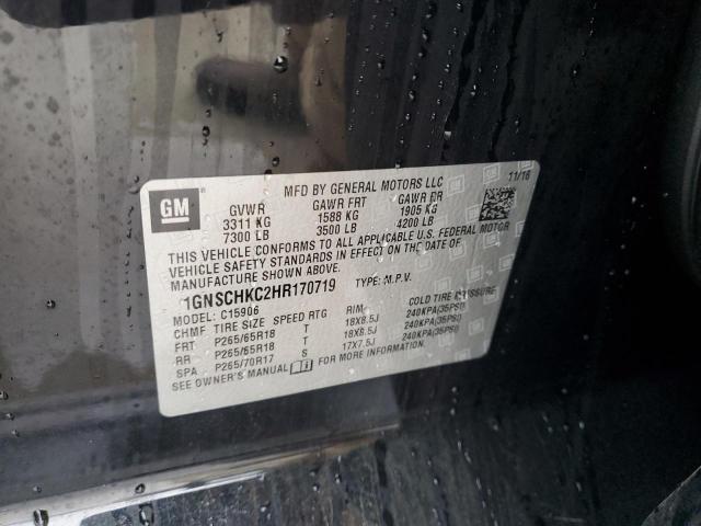 1GNSCHKC2HR170719 Chevrolet Suburban C1500 Lt