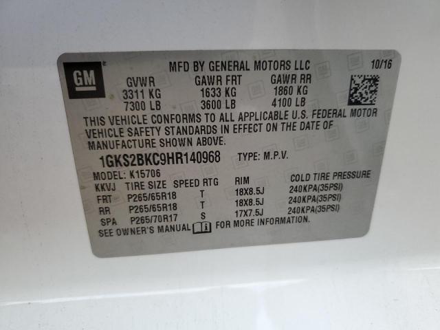 1GKS2BKC9HR140968 GMC YUKON SLT