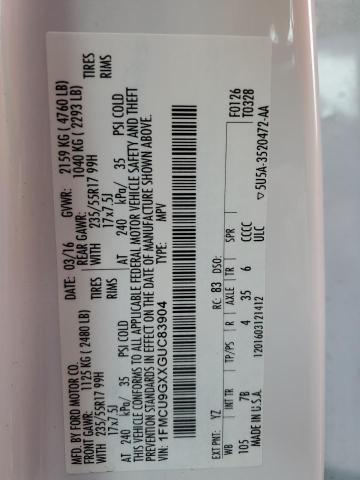 1FMCU9GXXGUC83904 Ford ESCAPE SE