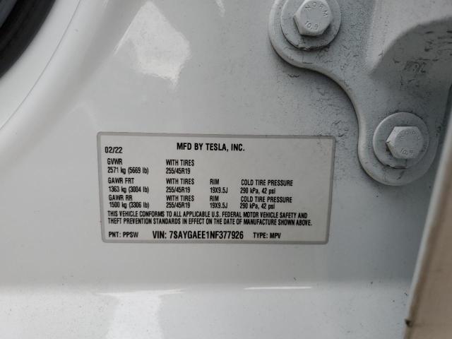 7SAYGAEE1NF377926 Tesla Model Y