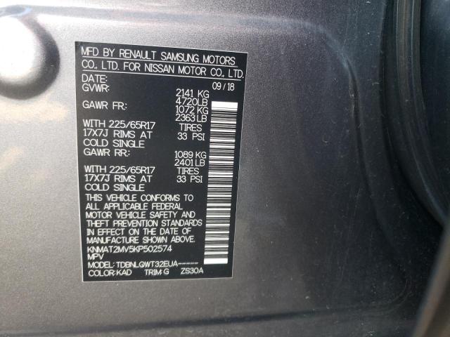 KNMAT2MV5KP502574 Nissan ROGUE S