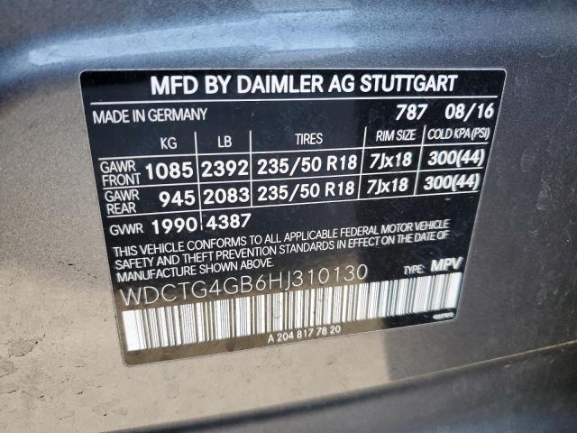 WDCTG4GB6HJ310130 Mercedes-Benz Gla 250 4matic