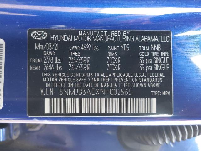 5NMJB3AEXNH002565 Hyundai TUCSON SEL