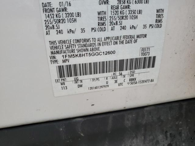1FM5K8HT5GGC12600 Ford Explorer Platinum