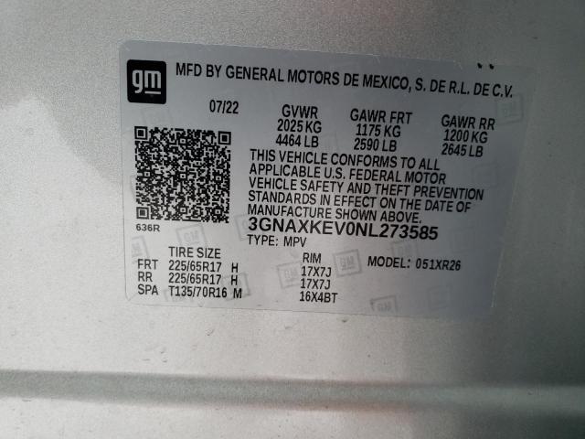 3GNAXKEV0NL273585 Chevrolet EQUINOX LT