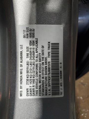 5FPYK3F79JB001578 Honda Ridgeline Rtl