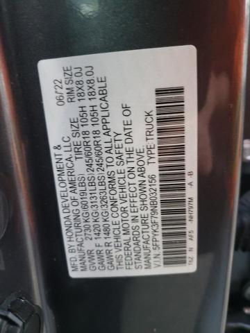 5FPYK3F79NB032156 Honda Ridgeline Rtl