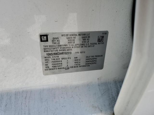 1GKS2BKC5HR162319 GMC YUKON SLT