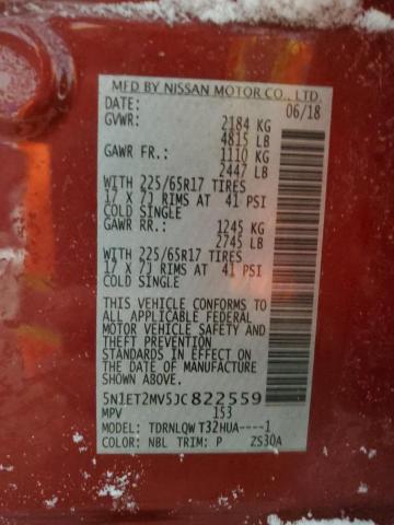 5N1ET2MV5JC822559 Nissan Rogue Sv Hybrid