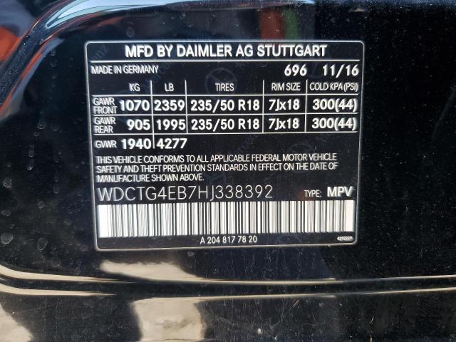 WDCTG4EB7HJ338392 Mercedes-Benz GLA 250