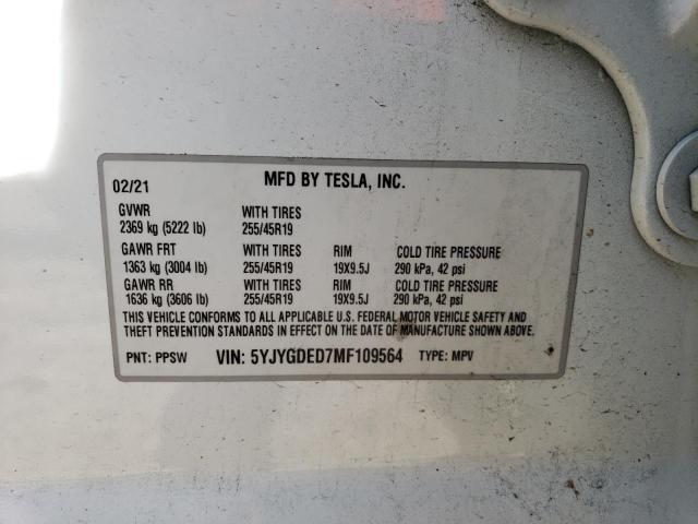 5YJYGDED7MF109564 Tesla Model Y