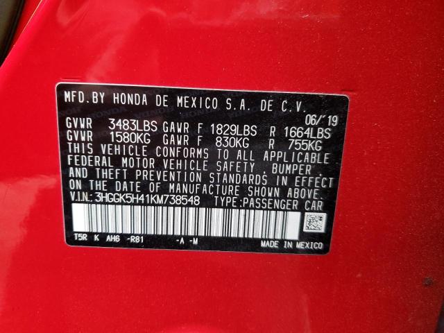 3HGGK5H41KM738548 Honda FIT LX