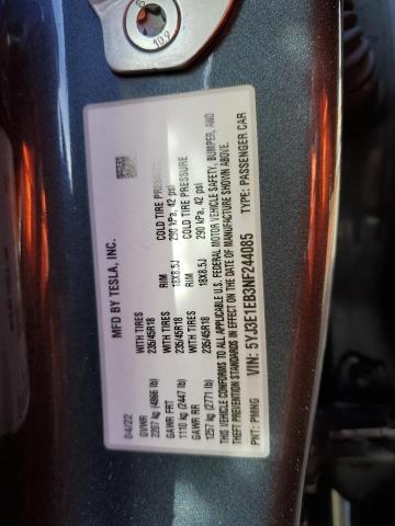 5YJ3E1EB3NF244085 Tesla MODEL 3