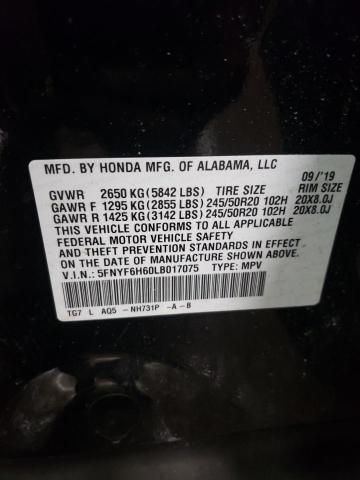 5FNYF6H60LB017075 Honda Pilot Touring