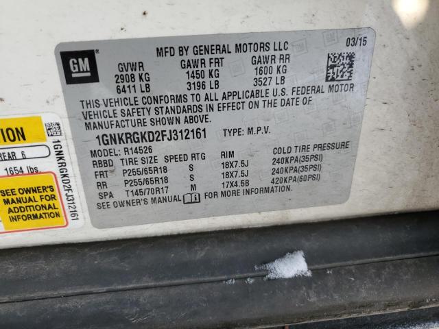 1GNKRGKD2FJ312161 Chevrolet Traverse Lt