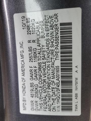 1HGCV3F45LA001655 Honda Accord Hybrid Ex
