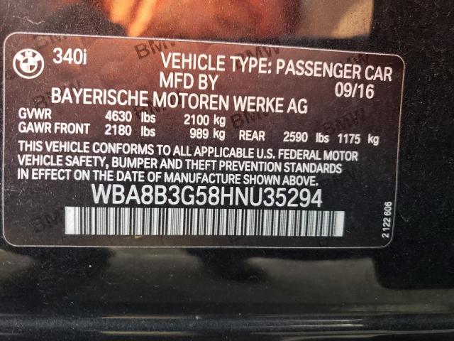 WBA8B3G58HNU35294 BMW 340 I