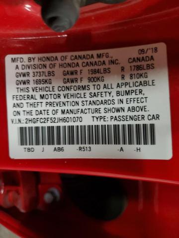 2HGFC2F52JH601070 Honda Civic Lx