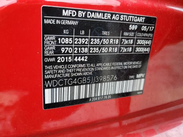 WDCTG4GB5JJ398576 Mercedes-Benz Gla 250 4matic