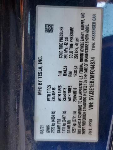 5YJ3E1EB7MF044874 Tesla MODEL 3