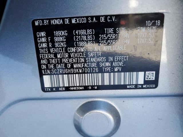 3CZRU6H99KM700126 Honda Hr-v Touring
