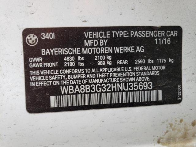 WBA8B3G32HNU35693 BMW 340 I