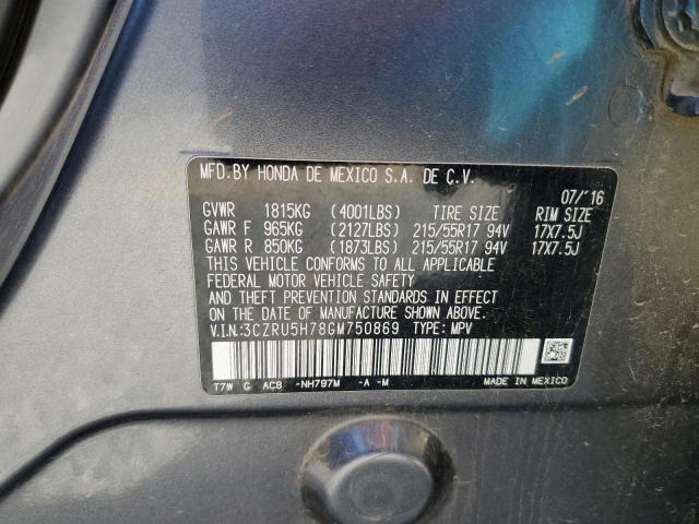 3CZRU5H78GM750869 Honda Hr-v Exl