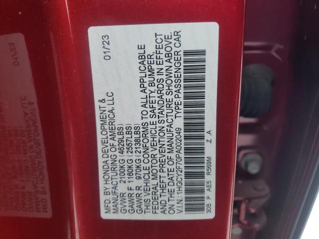 1HGCY2F70PA002049 Honda Accord Hybrid Sport-l