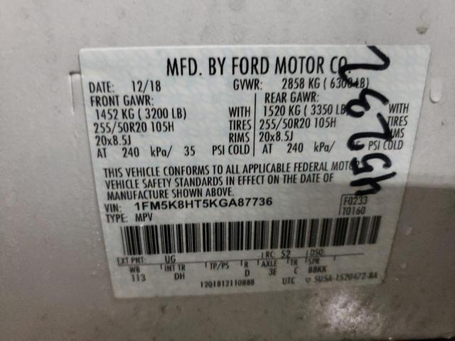 1FM5K8HT5KGA87736 Ford Explorer Platinum