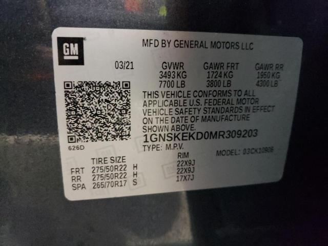 1GNSKEKD0MR309203 Chevrolet Suburban K1500 Rst