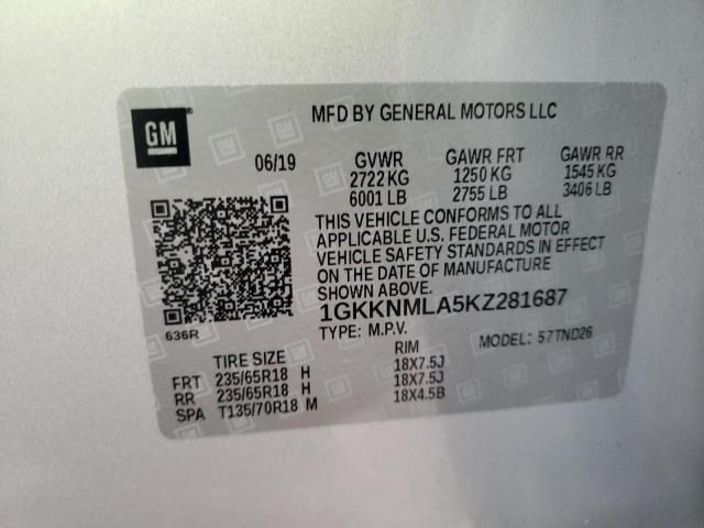 1GKKNMLA5KZ281687 GMC Acadia Slt-1