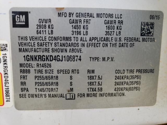 1GNKRGKD4GJ106874 Chevrolet Traverse Lt