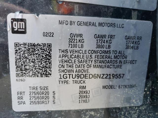 1GTU9DED6NZ219557 GMC Sierra Limited K1500 Slt