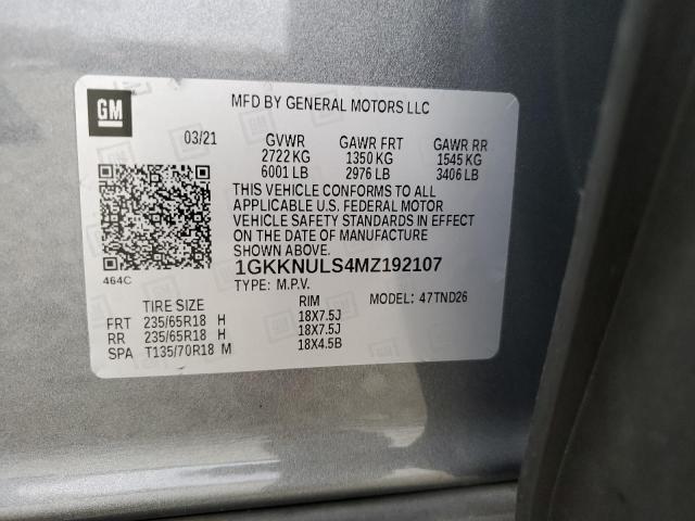 1GKKNULS4MZ192107 GMC ACADIA SLT