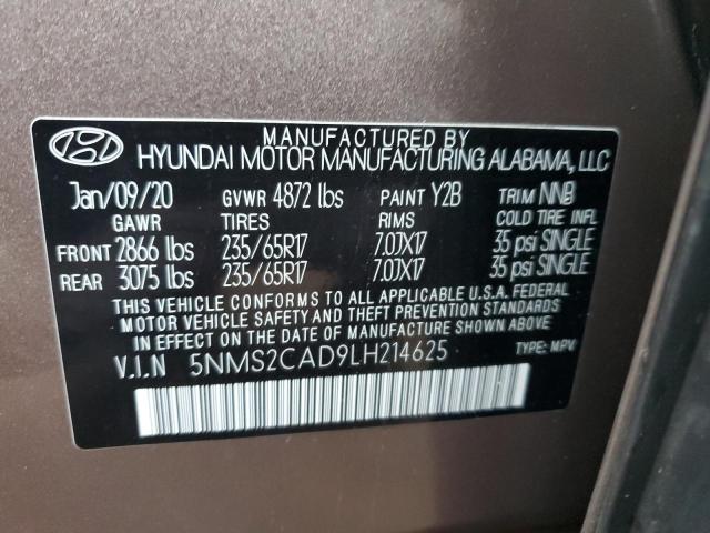 5NMS2CAD9LH214625 Hyundai Santa Fe Se