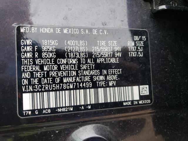 3CZRU5H78GM714499 Honda Hr-v Exl