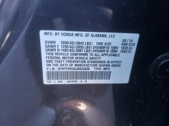 5FNYF6H36JB033638 Honda Pilot Ex