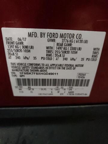 1FM5K7F8XHGD49011 Ford Explorer Limited