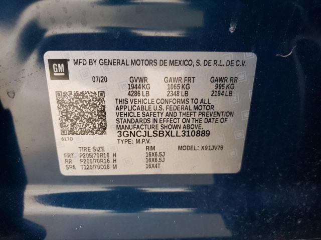 3GNCJLSBXLL310889 Chevrolet TRAX 1LT